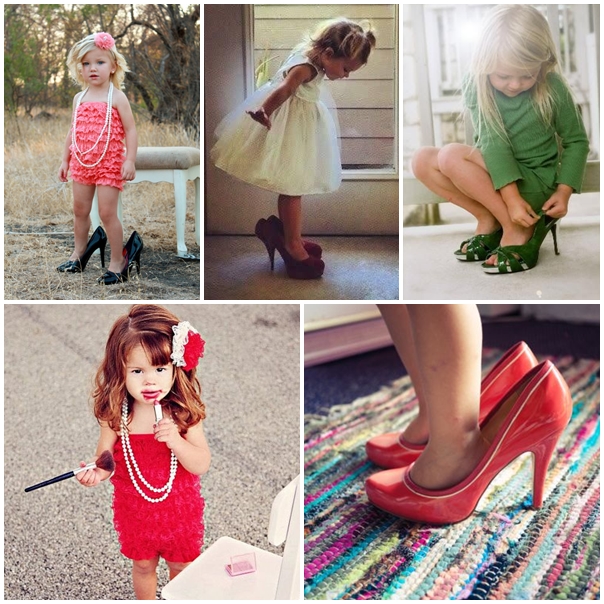 little girl playing dress up