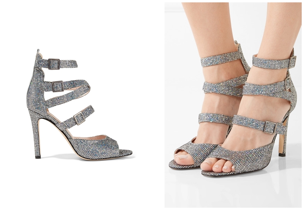 Fugue glittered leather sandals sjp holiday capsule collection